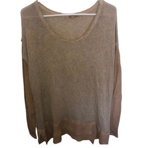 T-Party long sleeve top with waffled arms and trim around the bottom